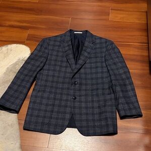 Pal Zileri Men's Navy Plaid Blazer IT 46